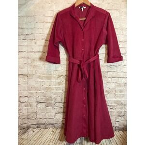 Vintage Will of California Shirt Dress Womens 10 Cranberry Midi Full Button Up